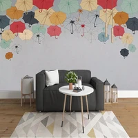 custom any size wallpaper 3d self adhesive hand painted small umbrella background wall papel de parede fresco tapety sticker