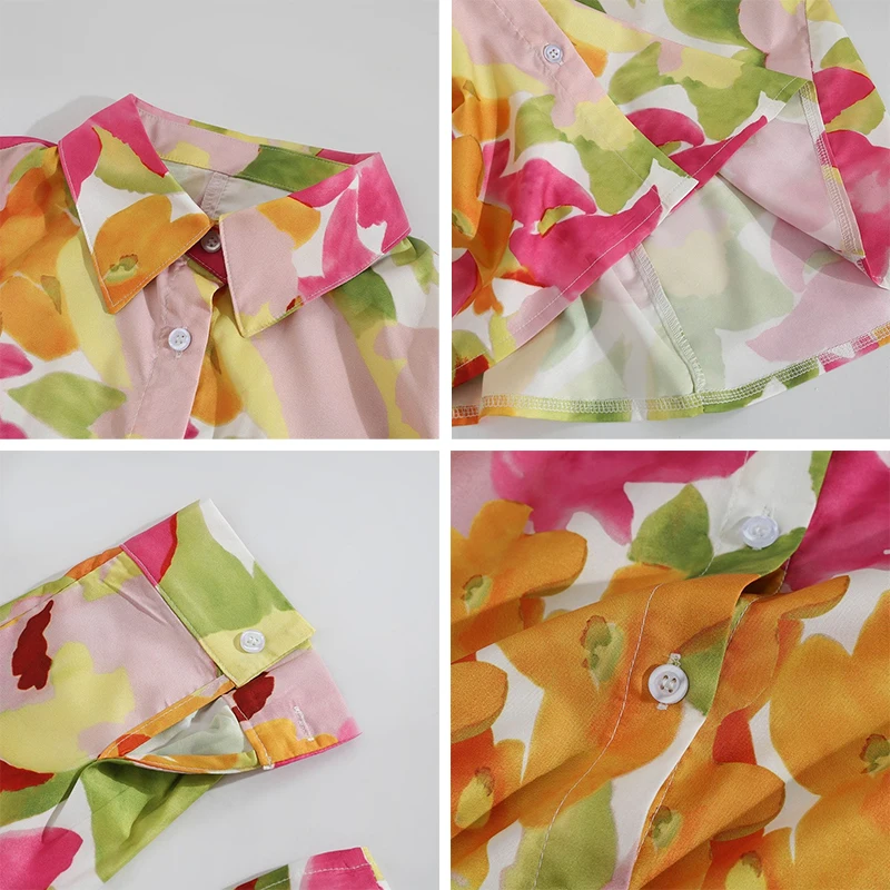 

2021 Cute Floral Print Shirt Dresses Women Long Sleeve V Neck Bodycon Dress Sexy Button Mini Beach Casual Party Dresses Summer