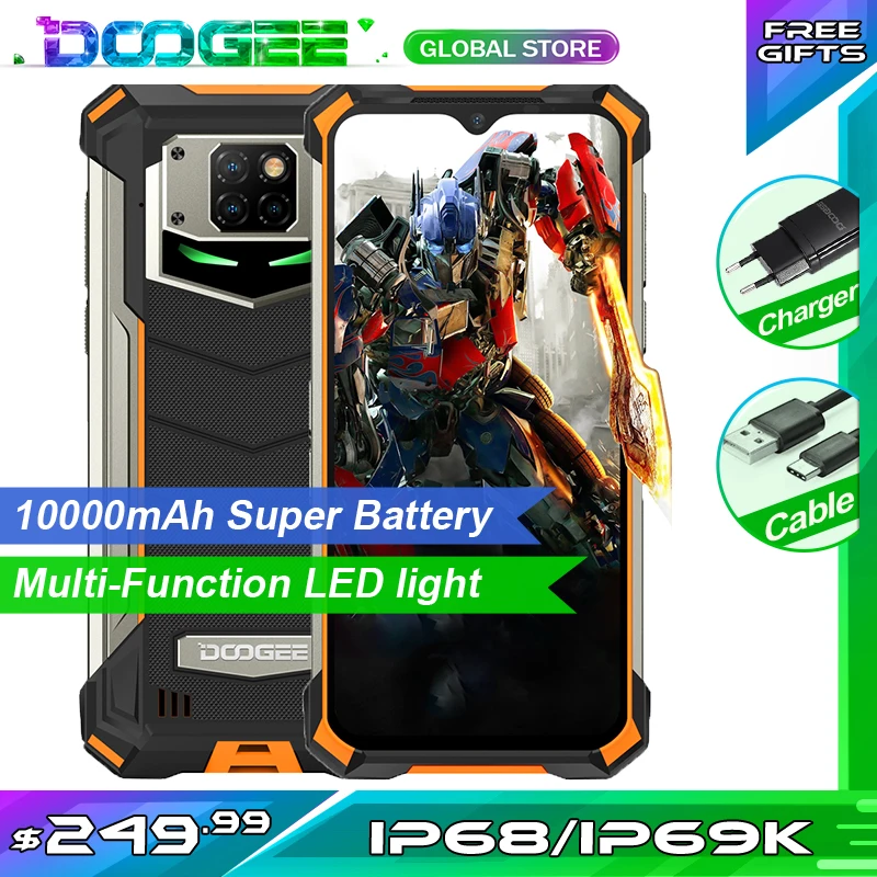 DOOGEE S88 Pro прочный телефон 10000mAh большой Батарея светодиодный светильник Helio P70 Octa Core