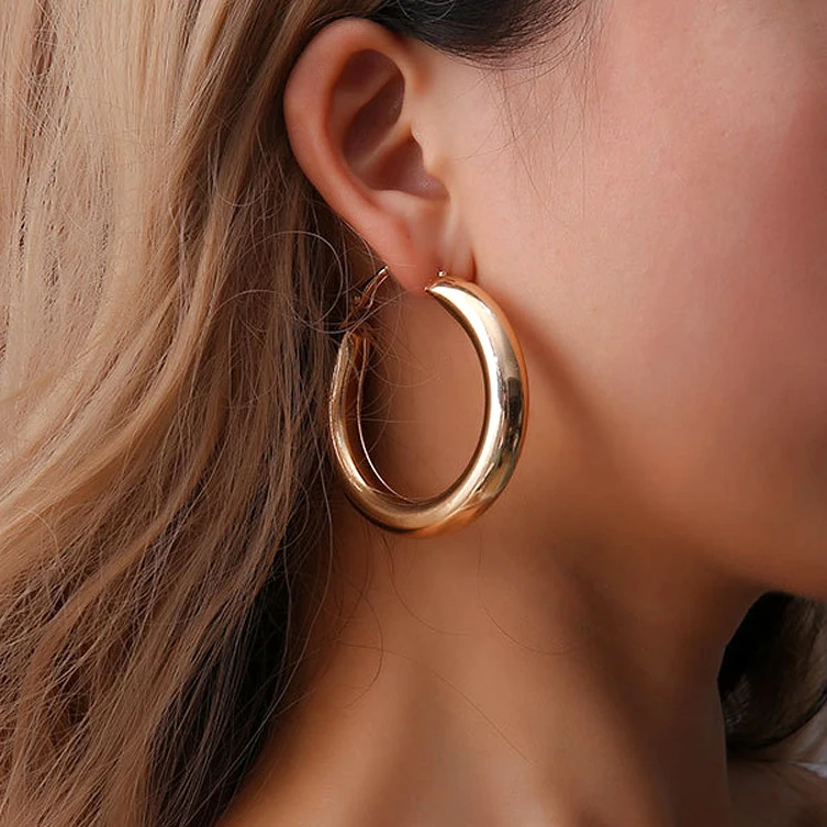 Trendy Big Gold Drop Earrings for Women Statement Circle Geometric Punk Metal Earring Women's Hanging Modern Jewelry | Украшения и