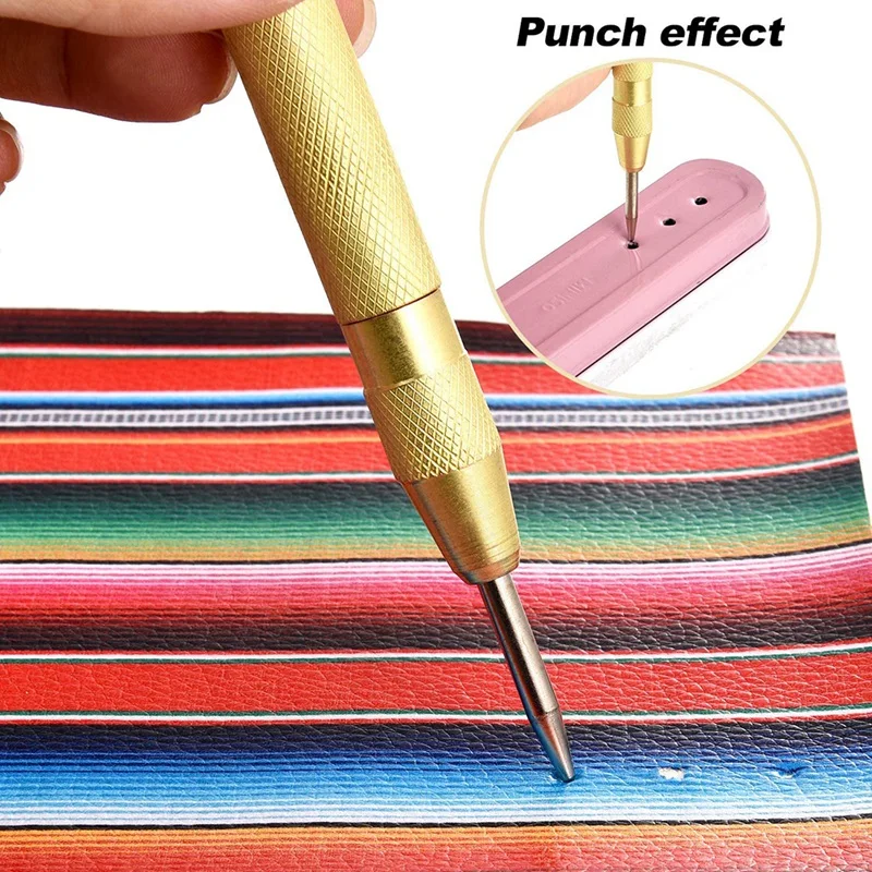 

7 Pcs Automatic Center Hole Punch Spring Loaded Drill Punch Steel Window Spring Punch T for Car Window Glasses Break