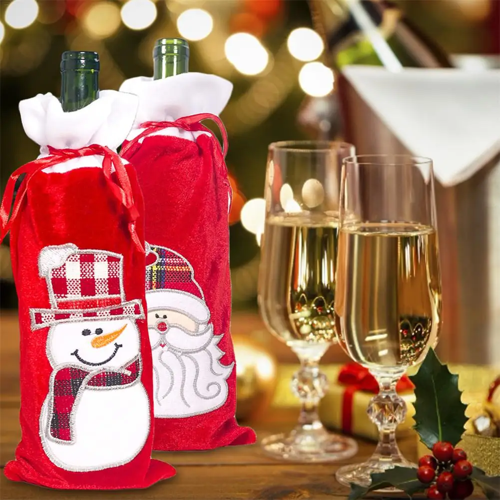 Рождественский чехол для винной бутылки 2020 с Санта Клаусом снеговиком