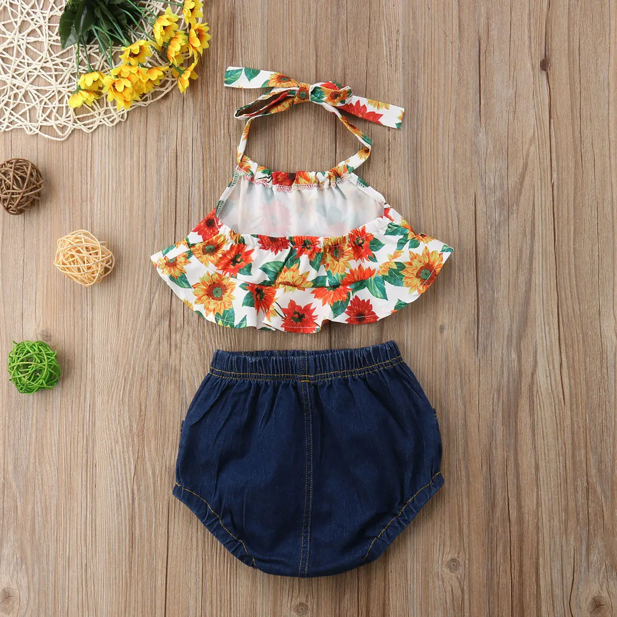 Комплект одежды из 2 предметов для новорожденных и маленьких девочек: футболка +