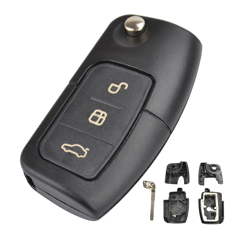 

Car Uncut Case Folding Flip Remote Key Shell 3Button For Ford Fiesta Focus Ka Mondeo C-Max S-Max Eco Sport Galaxy With Blade Fob