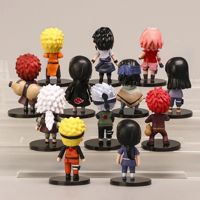 12 шт./компл. Аниме Naruto Shippuden Hinata Sasuke Itachi Kakashi Gaara Jiraiya Sakura Q версия ПВХ Фигурки
