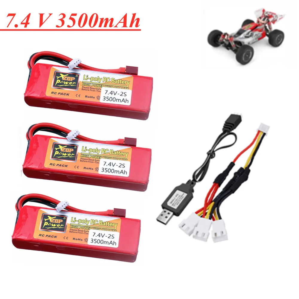 2s 7 4 V 3500mAh Lipo батарея для Wltoys 1/14 144001 RC автомобиль Лодка запасные части v с USB