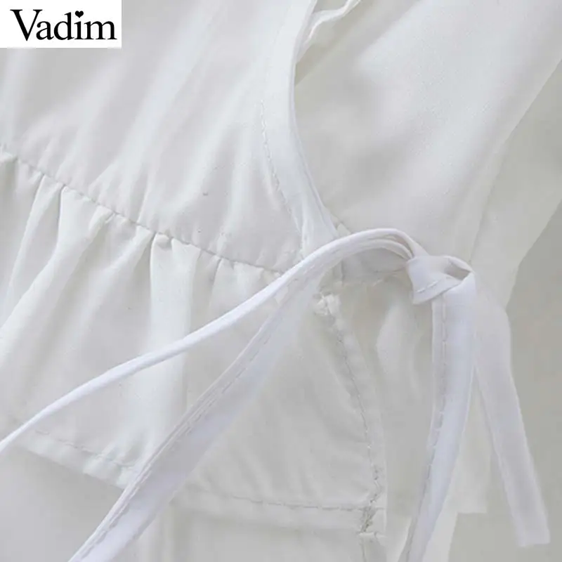 Vadim милый женский белый укороченный топ с v-образным вырезом и оборками