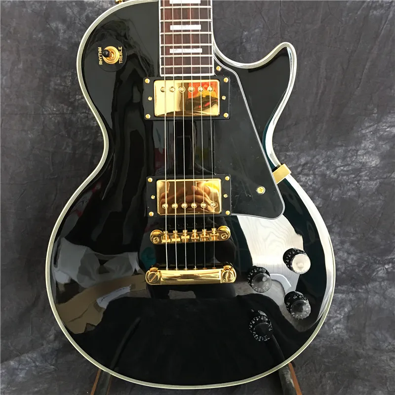 

2021 High Quality FP-3105, Gloss Black Color, Solid Body ,Rosewood Fretboard, Gold Hardware,Custom LP Electric Guitar