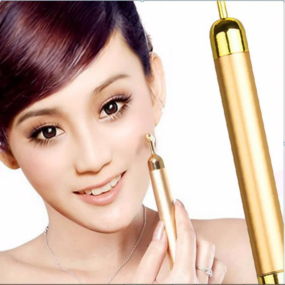 Массажер для похудения лица 24 k золотой вибрирующий лицевой валик красоты