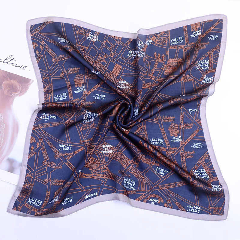 Женский Шелковый саржевый шарф атласный квадратный платок с принтом в виде