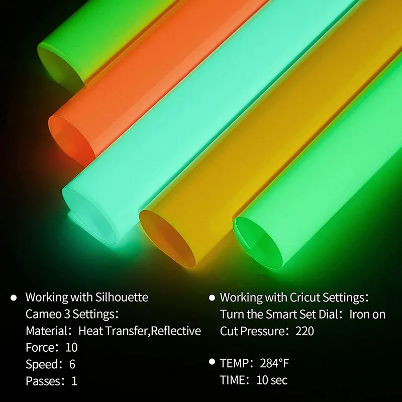 9 Colors Glow in The Dark Heat Transfer Vinyl Neon HTV Noctilcent Iron on for Fabric T-Shirts Free Shipping | Дом и сад