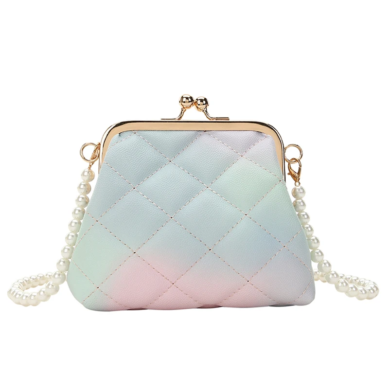 

Gradient Lattice Shell Crossbody bag 2021 Summer High-quality PU Leather Women's Designer Handbag Chain Shoulder Messenger Bag