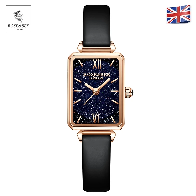 

Night Starry Sky Dial Roman Retro Rectangle Genuine Leather Strap Japan Quartz Wristwatches Ladies Waterproof Watches for Women