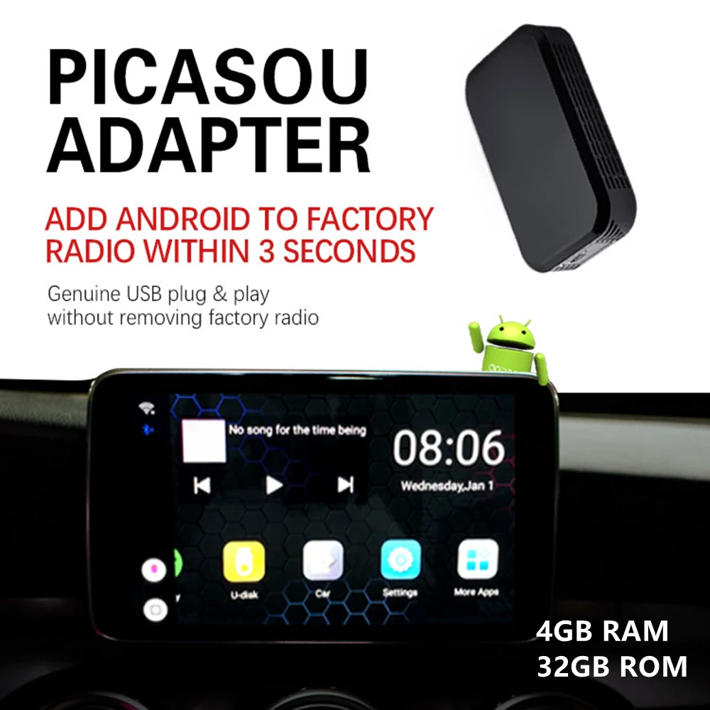 Для Apple беспроводной Carplay AI Box 4 + 32G автомобильный мультимедийный плеер Mirror Link для