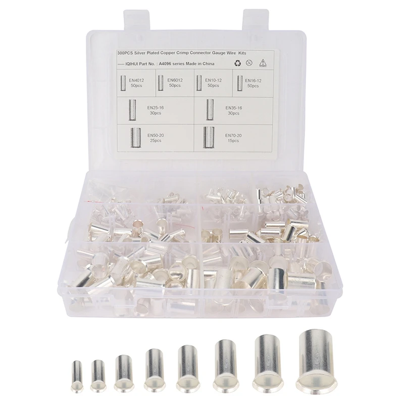 

300 шт. для девочек от 10 до 12 лет 8 6 4 2 1/0 2/0 трубчатая обжимной соединитель электрического кабеля контактный Шнур Конец Терминал 8 Размеры в асс...