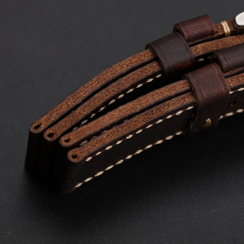 Кожаный ремешок ручной работы коричневый кожаный с верхним слоем 26 мм подходит
