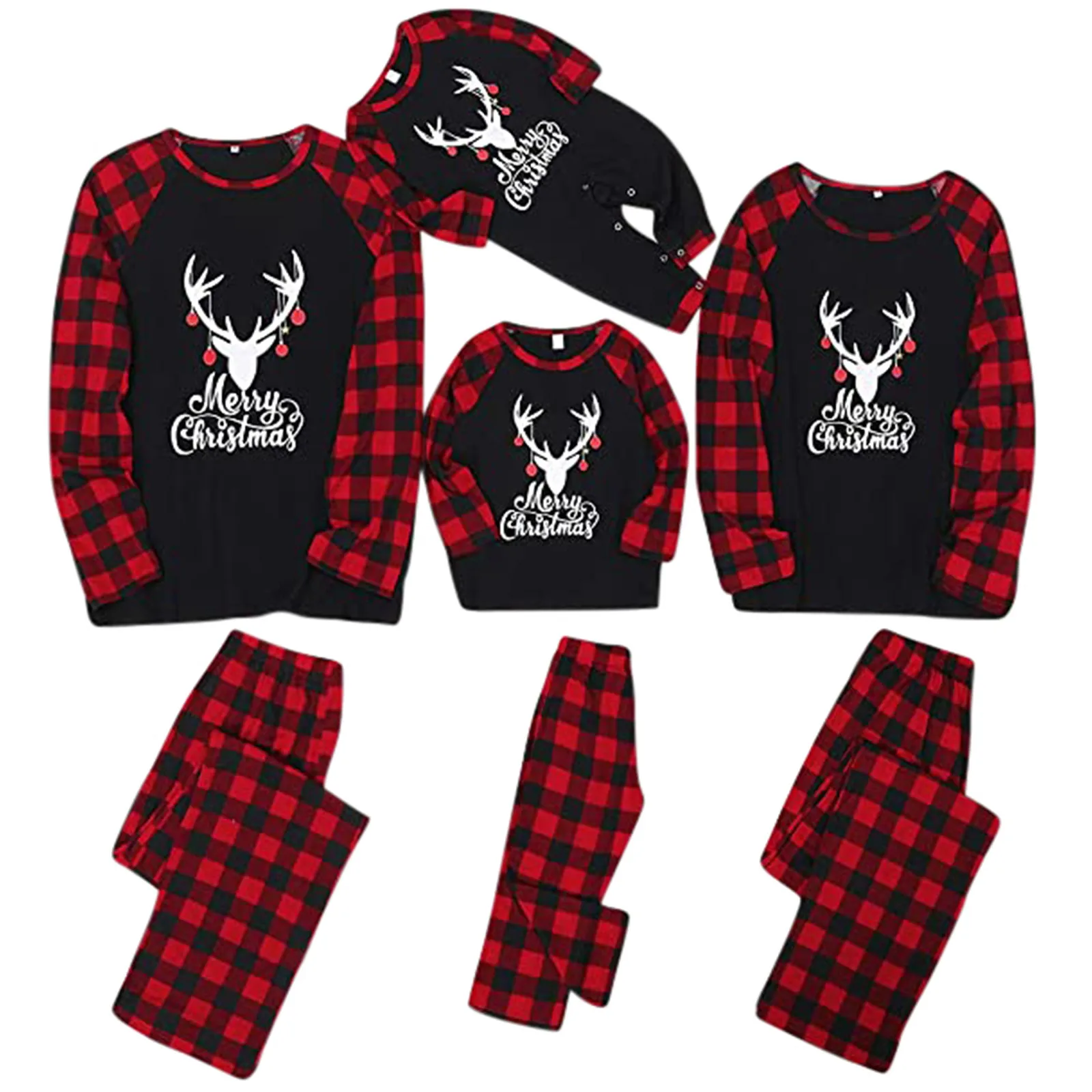 

2020 Christmas Family Matching Pajamas Set Deer Adult Kid Matching Clothes Top+Pants Xmas Sleepwear Romper новогодняя пижама