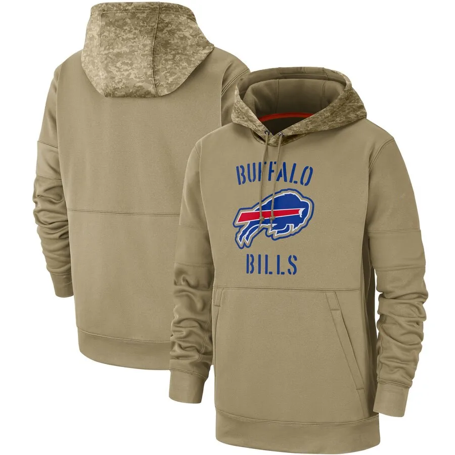 Buffalo Мужская Толстовка для американского футбола, купюр,, Салют для обслуживания, Sideline Therma, пуловер, толстовка с капюшоном, цвет коричневый
