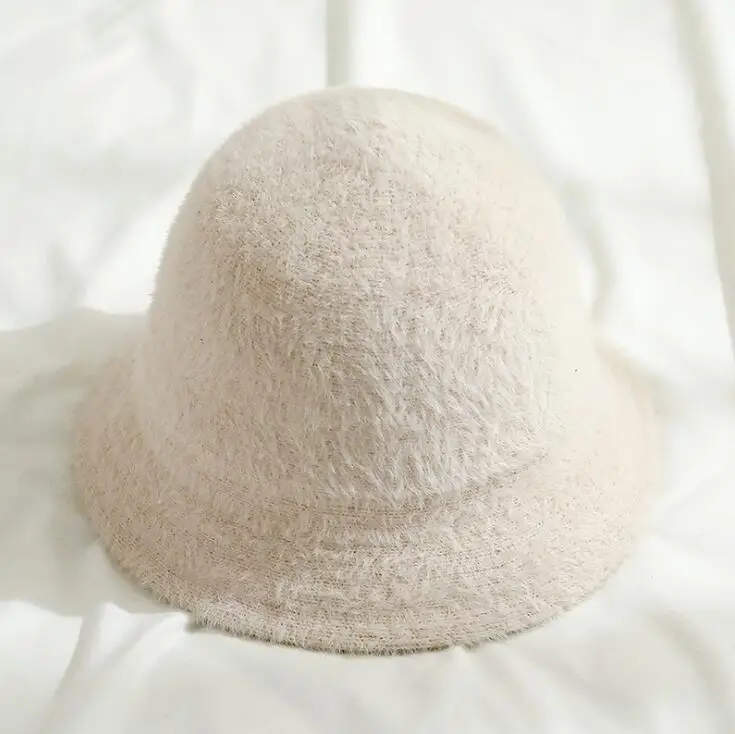 

Fashion Winter Hat for Women Fur Bucket Warm Caps Dome Panama Black White Vintage Fisherman bucket Hats