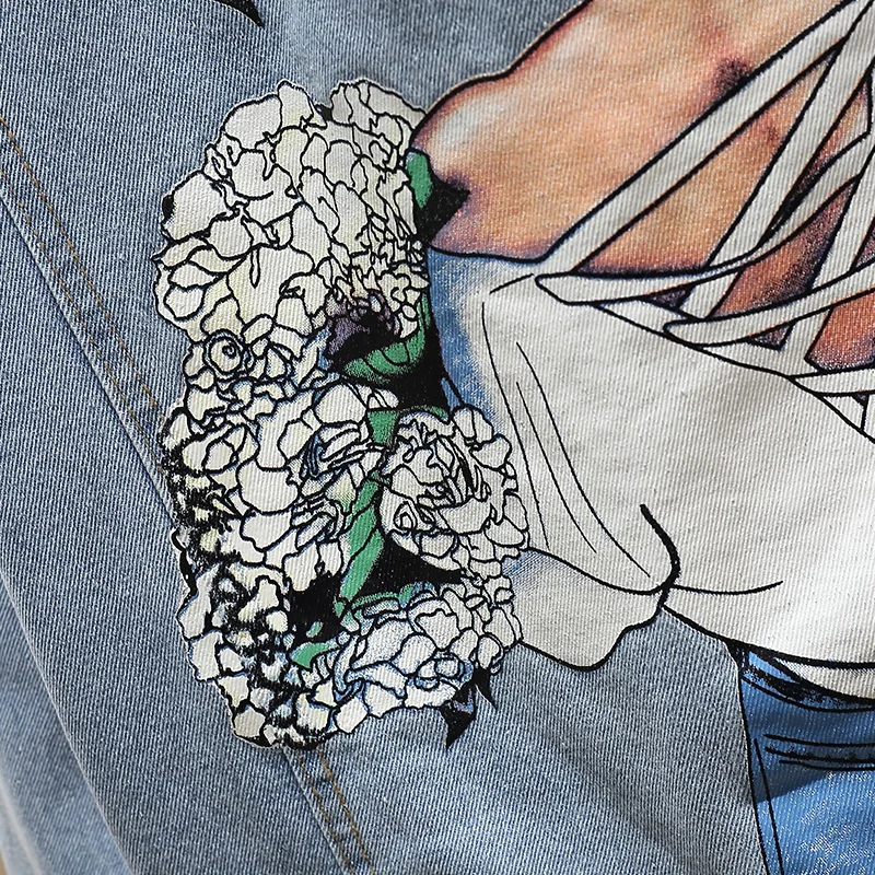 Женская джинсовая куртка размера плюс 5XL Повседневная Длинная однобортная синяя