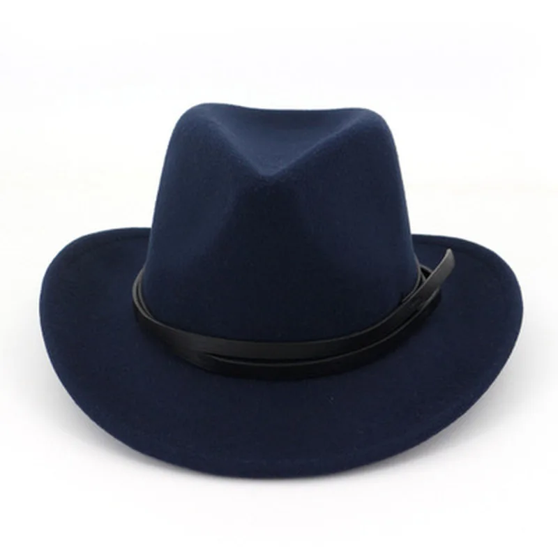 

fedora hats panama solid wide birm belt buckle street hip hop men hats autumn winter classic jazz caps black white felted hats