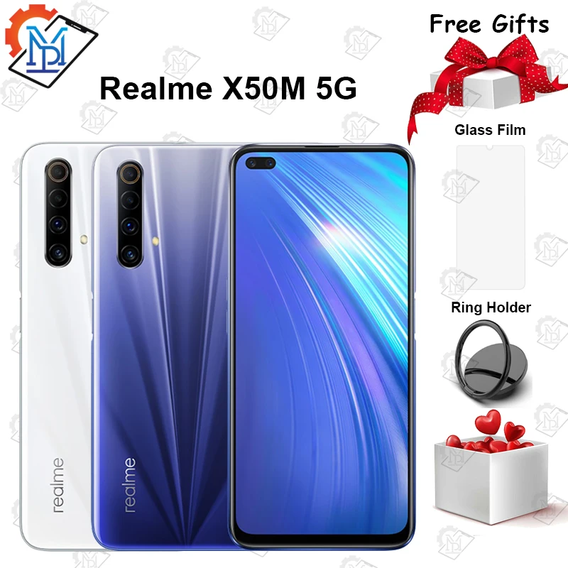 

Оригинальный смартфон Realme X50m Φ 6,57 дюймов 6G + 128G Snapdragon 76 телефон с восьмиядерным процессором Φ 30W Дротика зарядка NFC