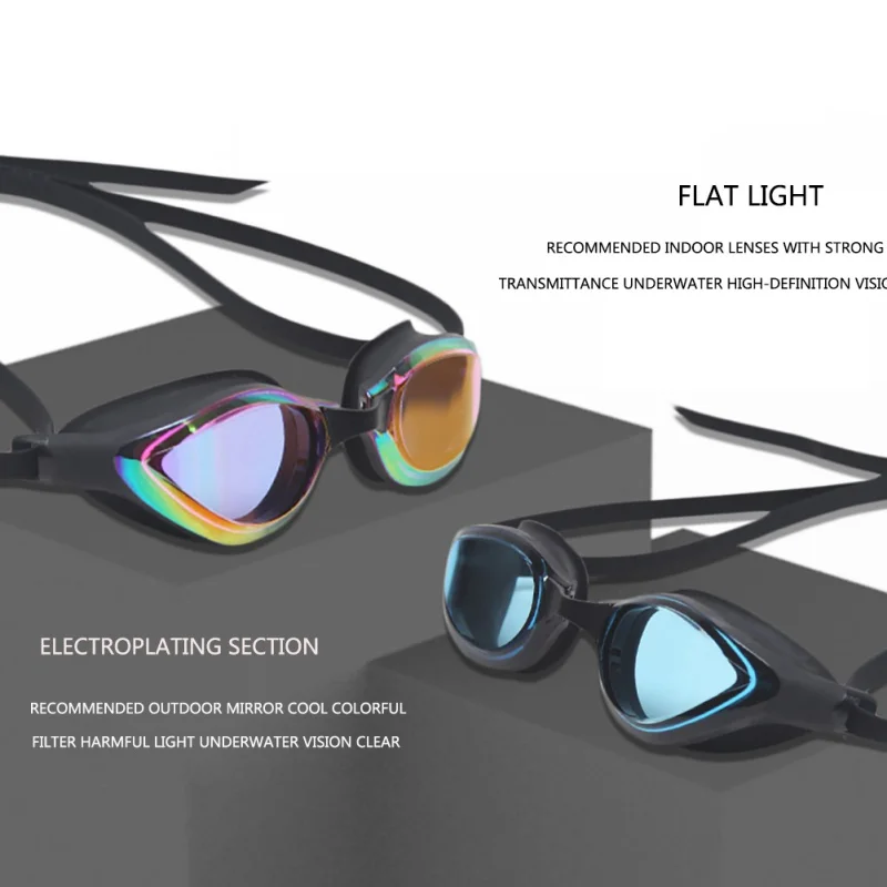 

Men Women Professional Swimming Goggles Electroplated Lens Anti-Fog UV Protection Waterproof Adjustable Silicone Glasses Eyewear
