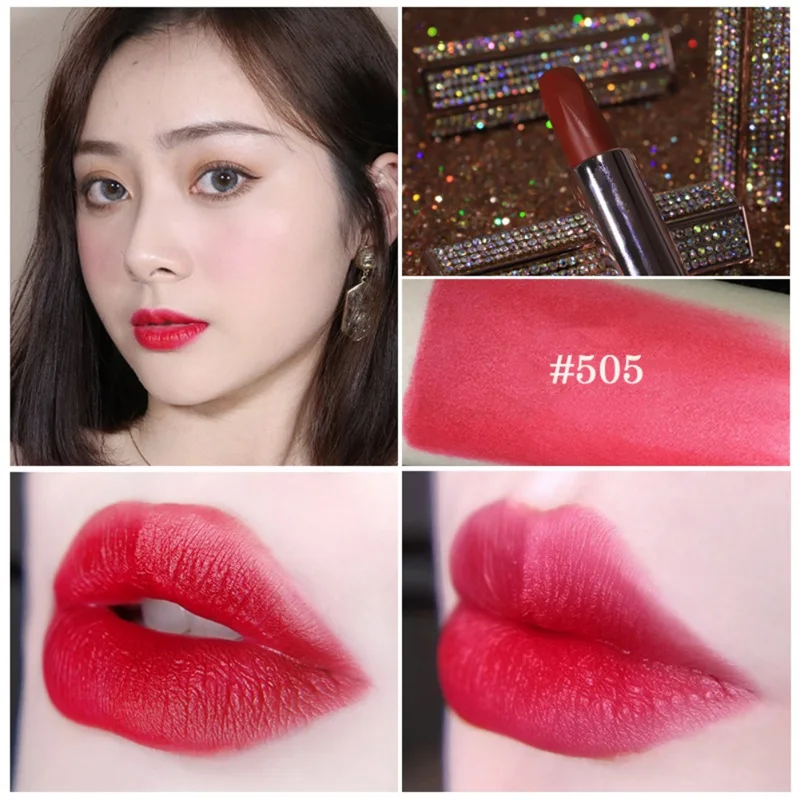 

2022new makeup Shiny Diamond Matte Lipstick Long-lasting Waterproof Non-stick Cup Velvet Lipstick lipstick