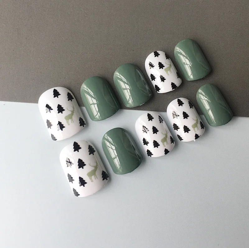 24pcs Fake Nail Tips Short Oval Full Cover Nails Art Press A Variety Of Options Can Be Used As Christmas Gift | Красота и здоровье