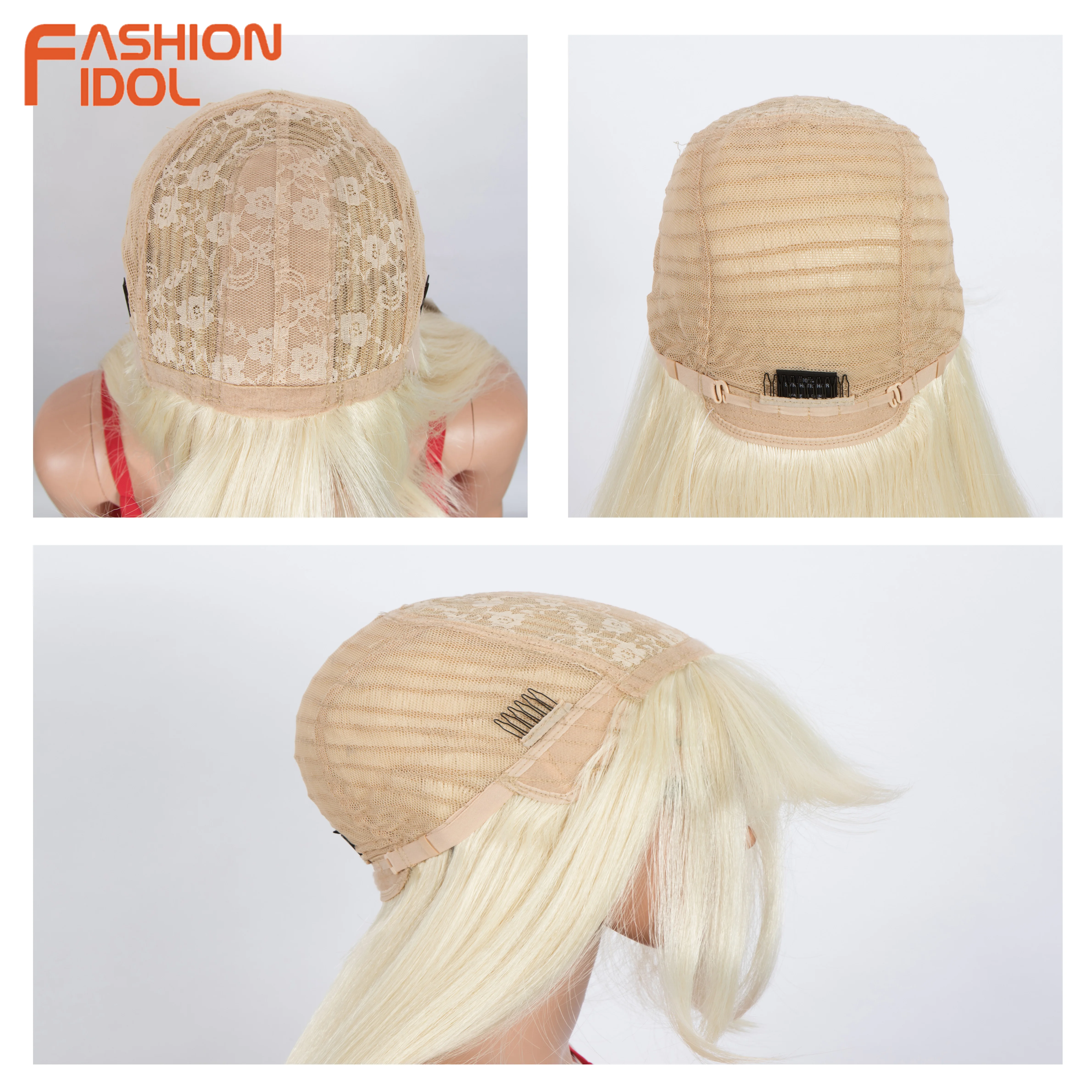 

Fashion Idol Blonde Long Wig Straight Hair 32 Inches Synthetic Wigs Cosplay For White Women Pink Ombre Wig U Part Heat Resistant