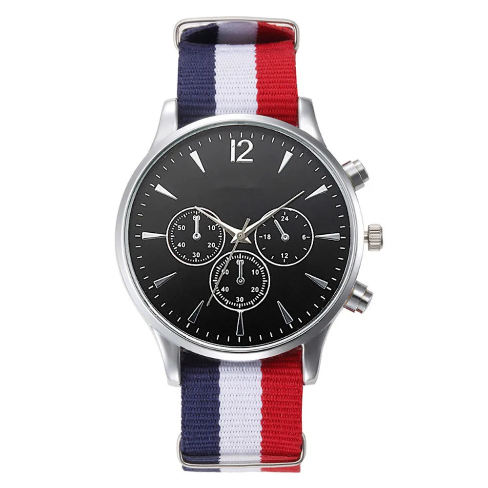 Часы наручные мужские с нейлоновым ремешком деловые аналоговые кварцевые