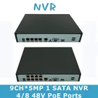 Сетевой цифровой видеорегистратор NVR H.265, 48 портов PoE, 9 каналов * 5 Мп, для IP-камер ONVIF CMS XMEYE ICsee 1 SATA Max 14 ТБ P2P RTSP