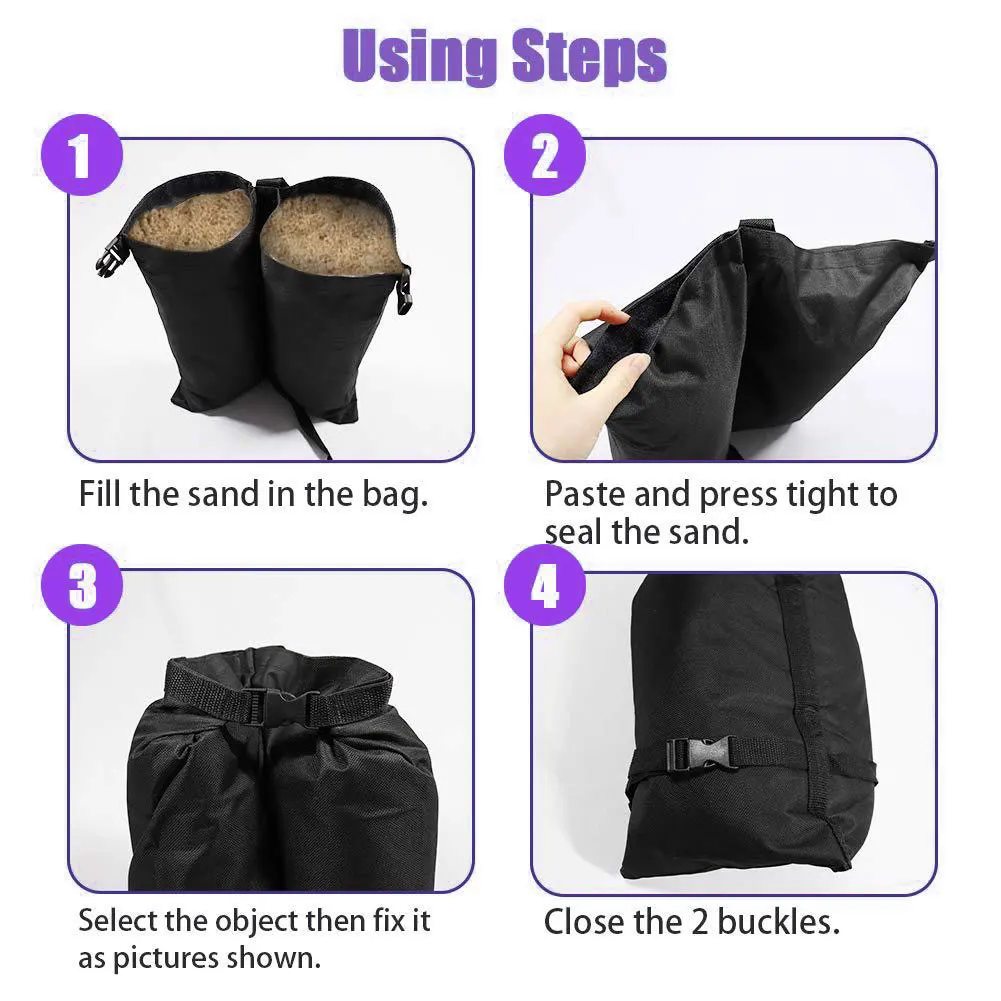 

4 PCS Double Buckle Sandbag Bag Umbrella Base Weight Bag Outdoor Sun Shelter Fixed Sandbag Stand Base For Home Hotel Pools