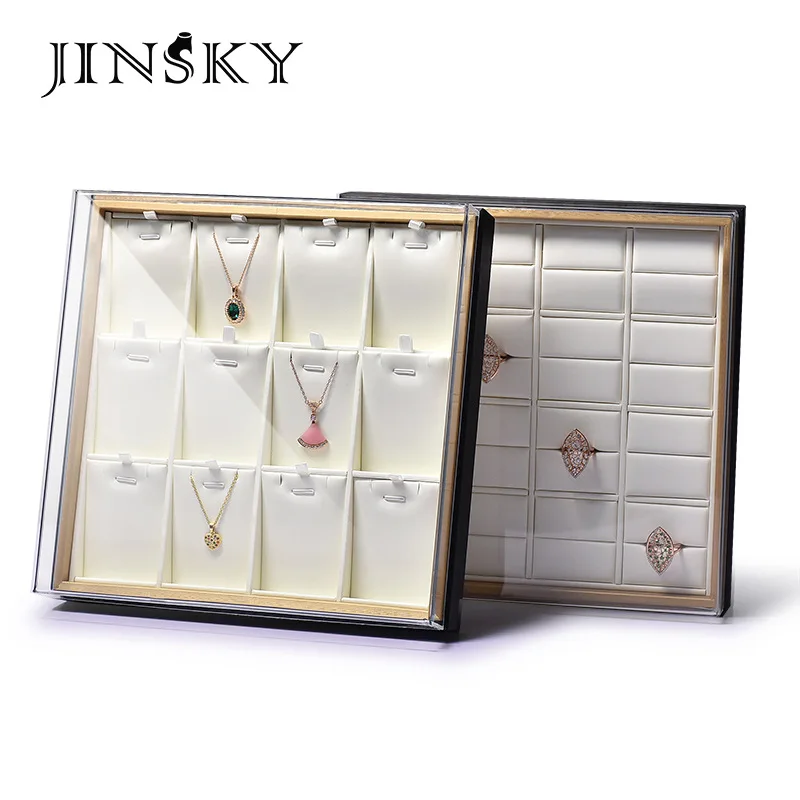 Acrylic cover jewelry display tray with cover dustproof ring earrings necklace tray jewelry storage box jewelry packaging