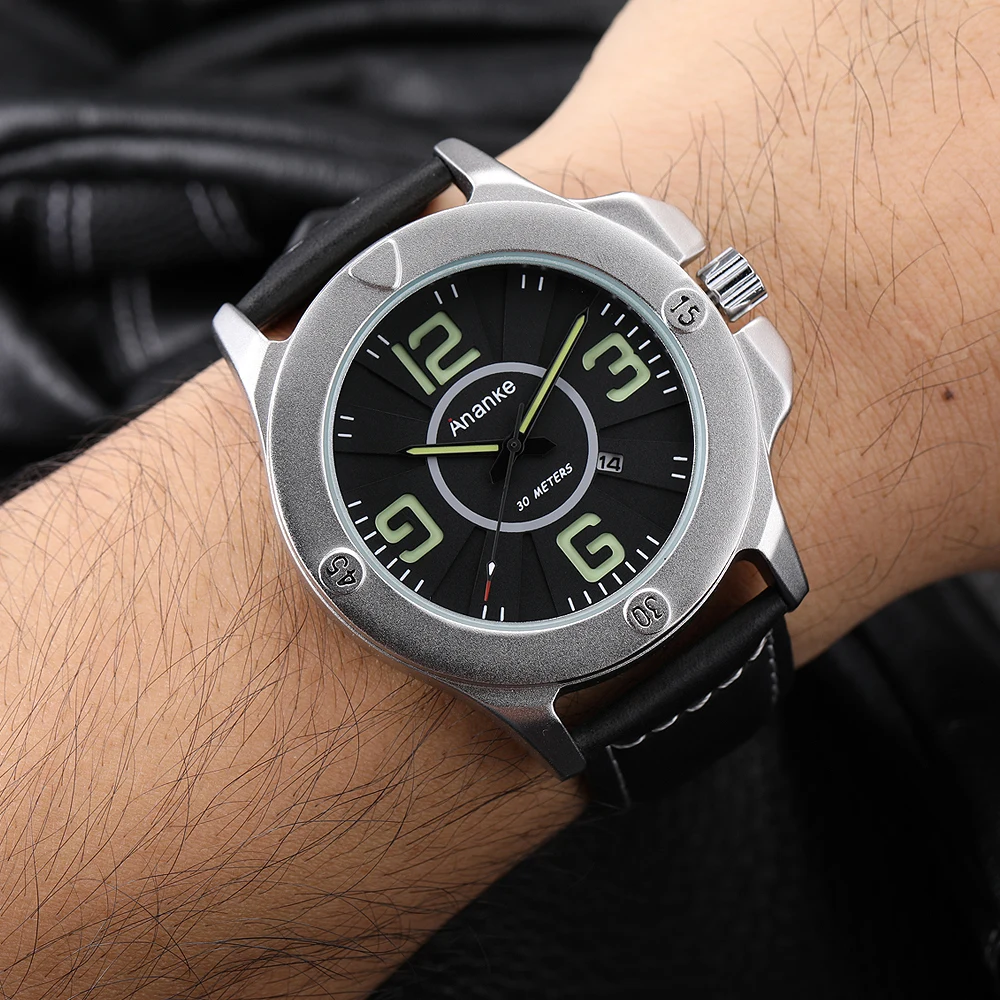 

Tod Brand Luxury Quartz Fashion Auto Date Men Sports Brown Leather Waterproof luminous Watches Super Men's Quartz Watch