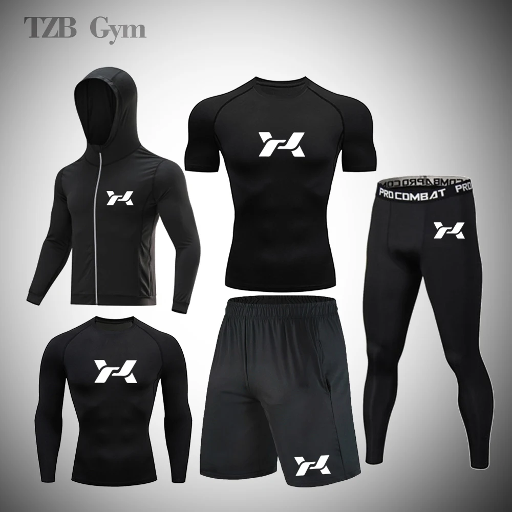 Мужской Эластичный костюм для тренировок на открытом воздухе бега фитнеса