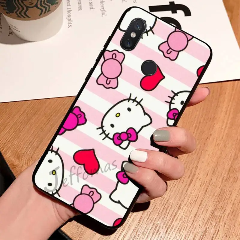Милый розовый чехол для телефона с рисунком кошки Hello kitty Xiaomi Redmi Note 4 4x5 6 7 8 pro S2 PLUS 6A