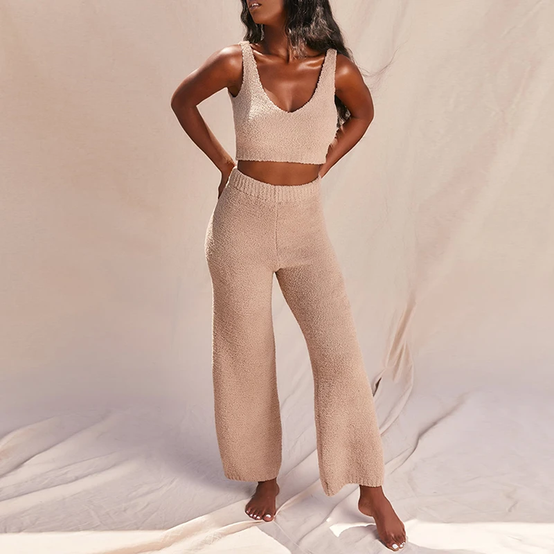 Меховой комплект из двух предметов сексуальный укороченный топ с открытой