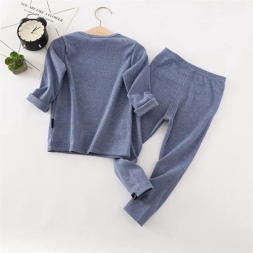 Baby Pajamas Set Ribbed Unisex Kids Pyjamas Boys Girls Sleepwear Cotton Children Pijamas Boy Girl Nightwear PJS Clothing set | Детская