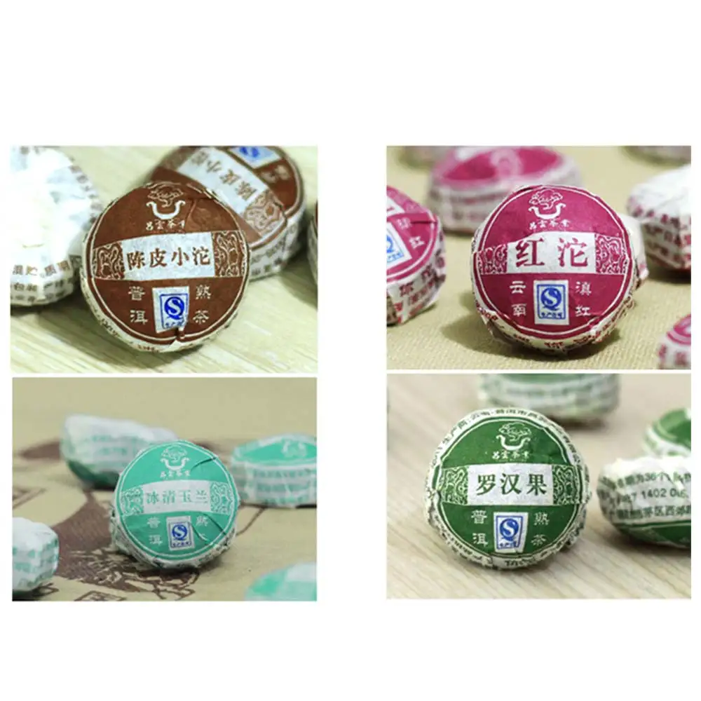 

50pcs 8 Different Flavors Mini Yunnan Pu-erh Tea Chinese Pu-erh Tea Chai with Gift Bag