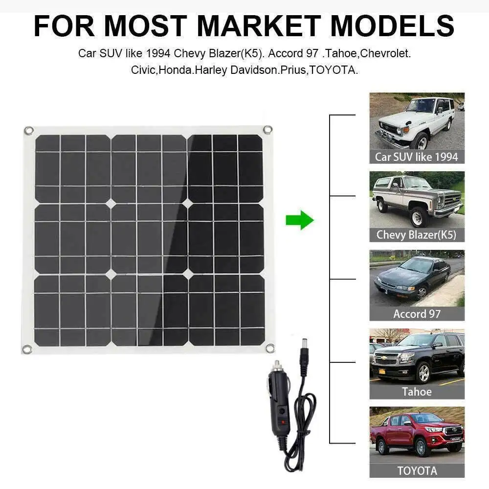 

60W Solar Panel 18V Power Bank Dual USB & Type-C Port Portable Battery Charger Cell Panel For Iphone12 Car RV Charging