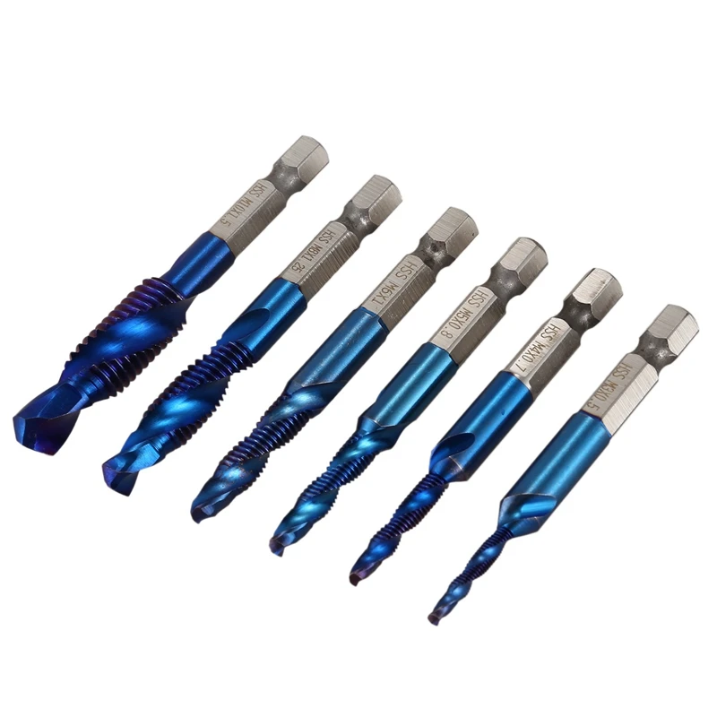6 шт. 1/4 шестигранный хвостовик Hss метрический резьбовой кран сверла и 450