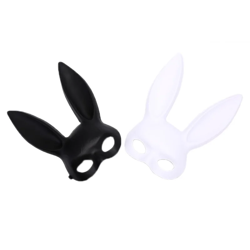 Черная Женская сексуальная маска с кроличьими ушками милая для бондажа длинными