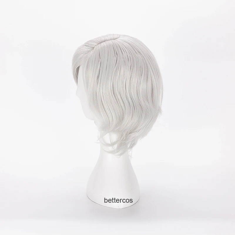 Жизнерастворимые парики для косплея V Короткие вьющиеся серебристые и белые