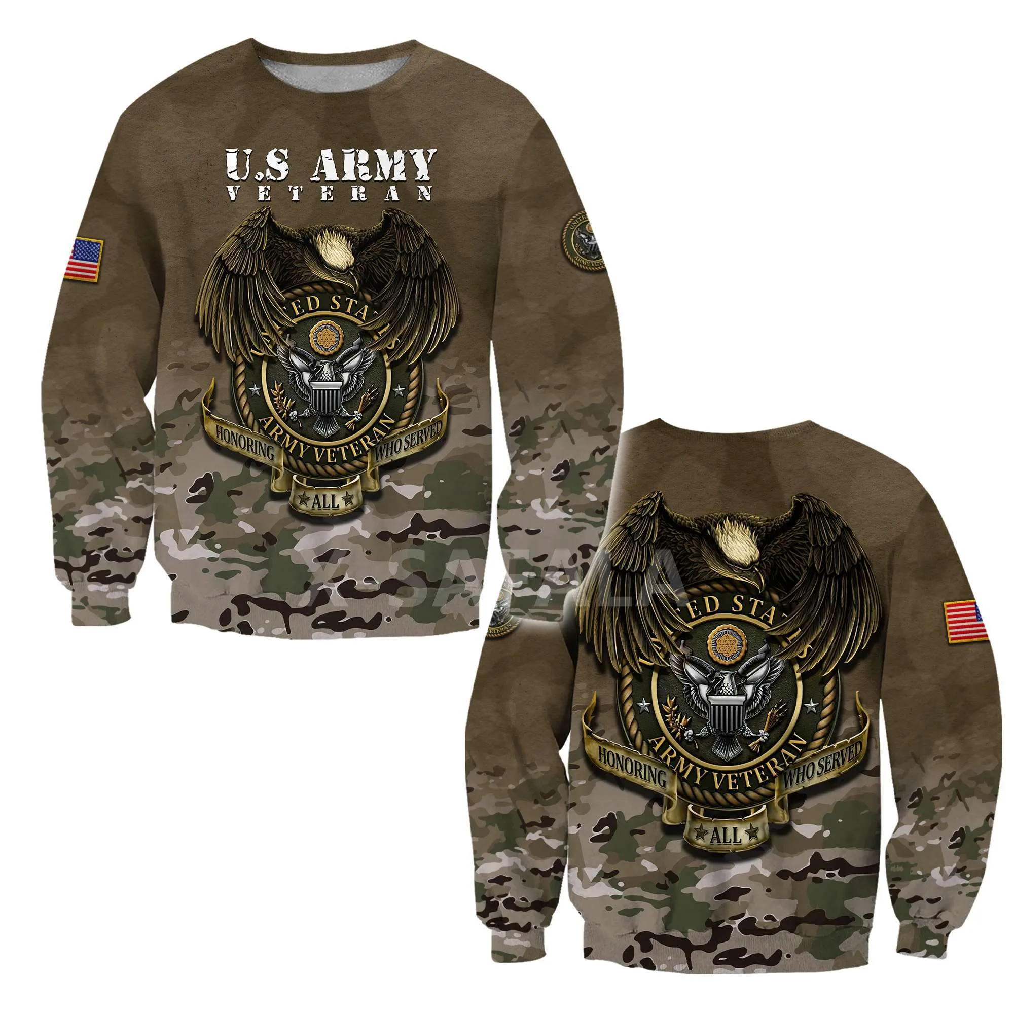 

Honoring Army Veteran Camo 3D All Print Plus Hoodie Man Women Harajuku Outwear Zipper Pullover Sweatshirt Casual Unisex Jacket