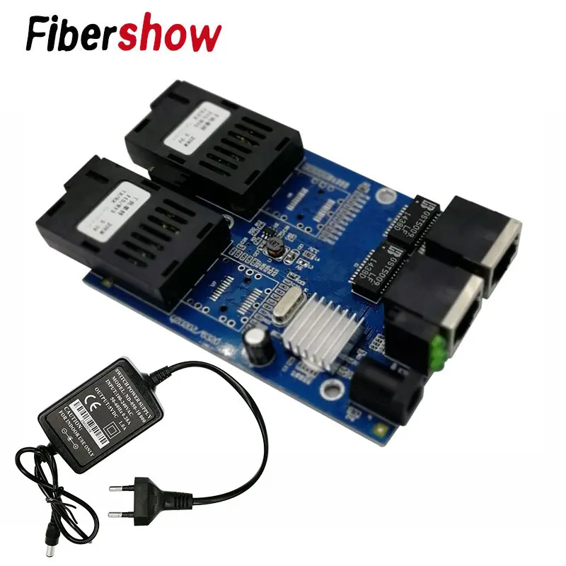 Ethernet-коммутатор для подключения оптоволоконного кабеля 2 RJ45 UTP 2 SC волоконно-гигабитный волоконно-оптический медиаконвертер 2SC 2RJ45 Ethernet 10/100/1000 M PCB