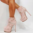 Женские ботильоны на платформе SEIIHEM, из искусственной замши, на высоком каблуке, большие размеры 42, 44, 52