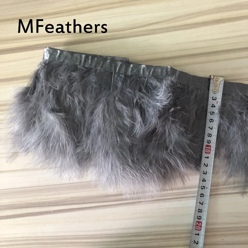 

MFeathers 10Meters/Lot Turkey Feather Fringe Trim 6-8inch Marabou Feathers Trimming Skirt Dress Trims Ribbon Feathers for Crafts