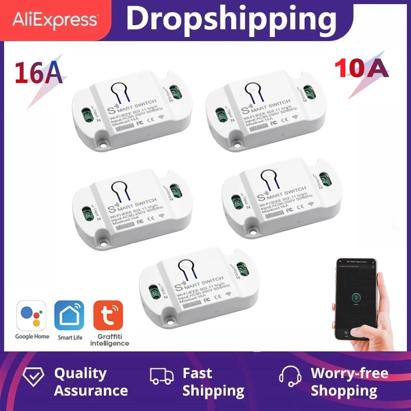 

New 10A/16A Wifi Switch For Tuya Smart Life App Timer Smart Home Automation Voice Control Work With Alexa Google Home