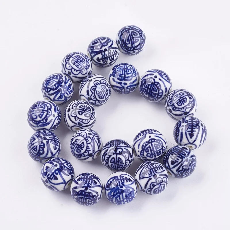18mm 20pcs Pandahall 10/20 штук 12-28 мм ручной работы белого и голубого цвета, фарфоровые керамические бусины для самостоятельного изготовления ювелирных изделий - Цвет: 18mm 20pcs